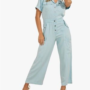 GUESS Eco Short Sleeve Kinsley Wide Leg Tencel Jumpsuit